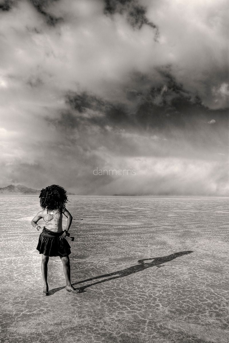 African American woman isolated in Bonneville Salt Flats, Wendover, Nevada (Dan Morris)